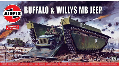 Maqueta Airfix para vehículos militares - 02302v buffalo - willys mb jeep plastic - 1:76 - fabricación de modelos
