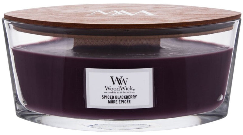 Candela profumata Woodwick Heartwick Flame Ellipse - Mora speziata - 50 ore di combustione