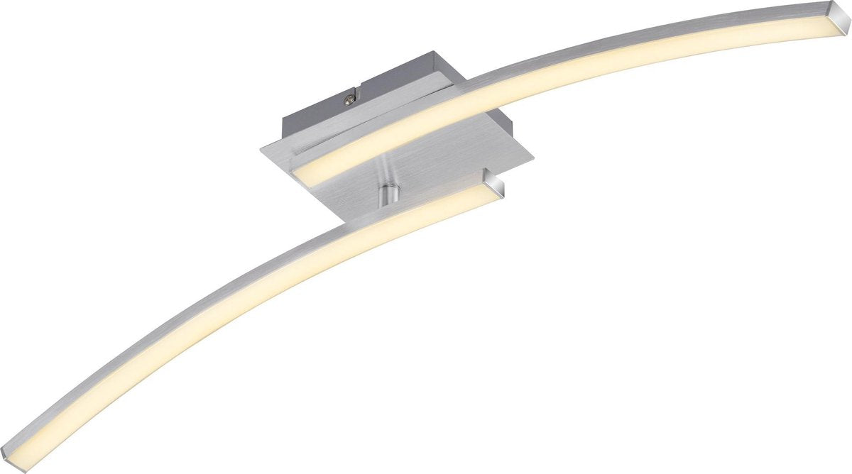 Briloner go - plafonnière - gebogen plafondlamp - 2-lichts - led 2 x 6w - warm wit licht - 55,4 cm - aluminiumkleurig