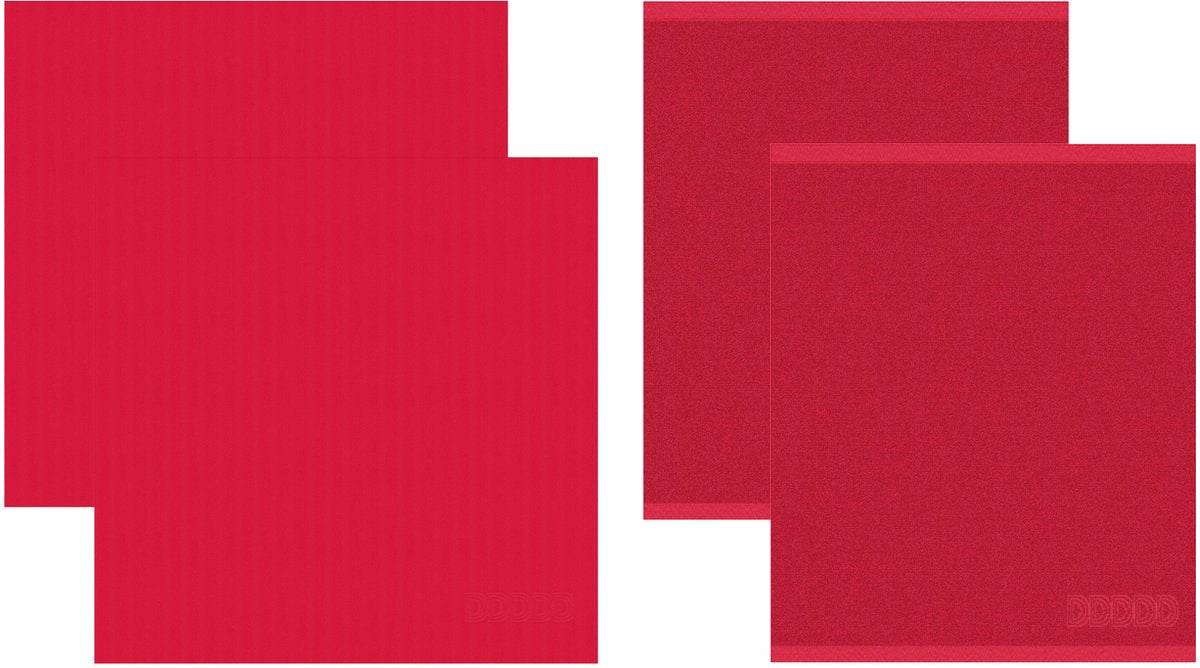 Ddddd 2x paño de cocina + 2x logo de paño de cocina - rojo