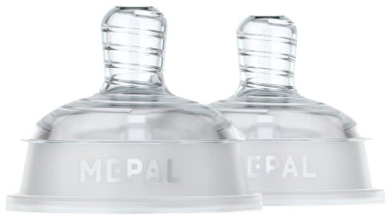 Set tettarella per biberon Mepal mio 2 pezzi medio - anti-colica - il design a spirale previene l'intasamento - silicone di grado medico - trasparente