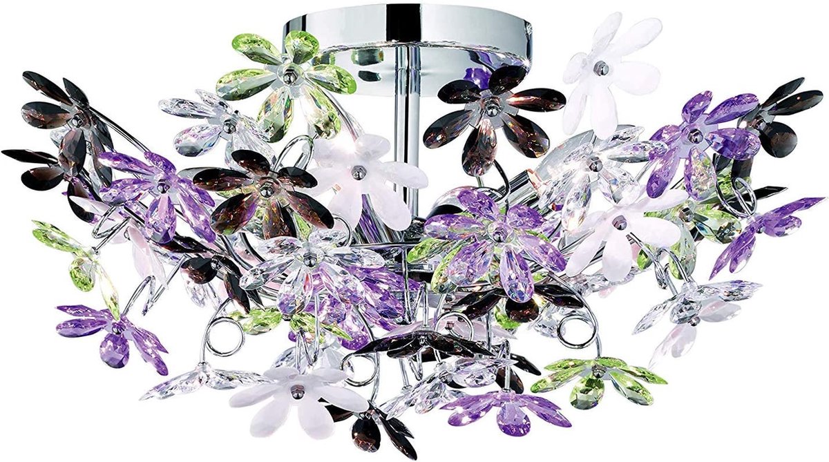 Rl live your light reality flower - plafondlamp - chroom - excl. 4x e14 4 w - patroon bescherming