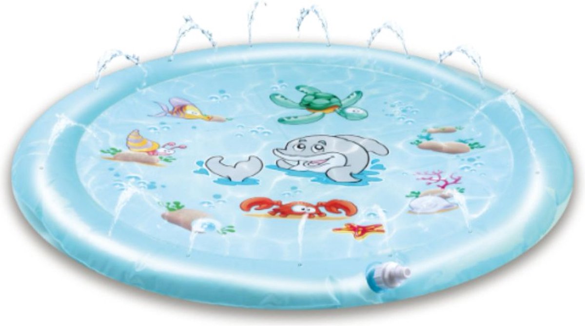 Eddy toys creative kids waterspeelmat ø100cm - watermat met sproeisysteem - blauw