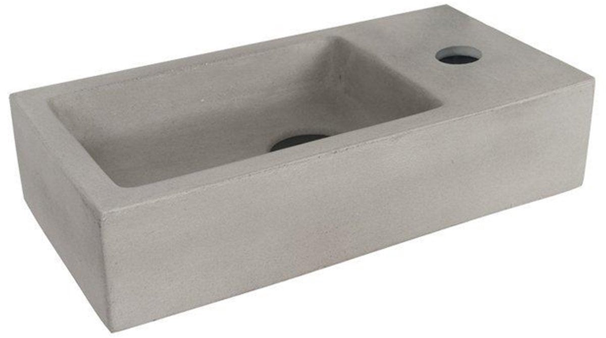 Fuente Differnz hura - 38x18x9cm - rectángulo - 1 orificio para grifo - hormigón - gris