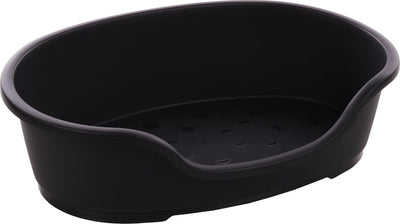 Cesta para perros Flamingo - cesta de plástico tuck ovalada negra l 81x51cm - antideslizante reciclada - diseño europeo de fácil cuidado