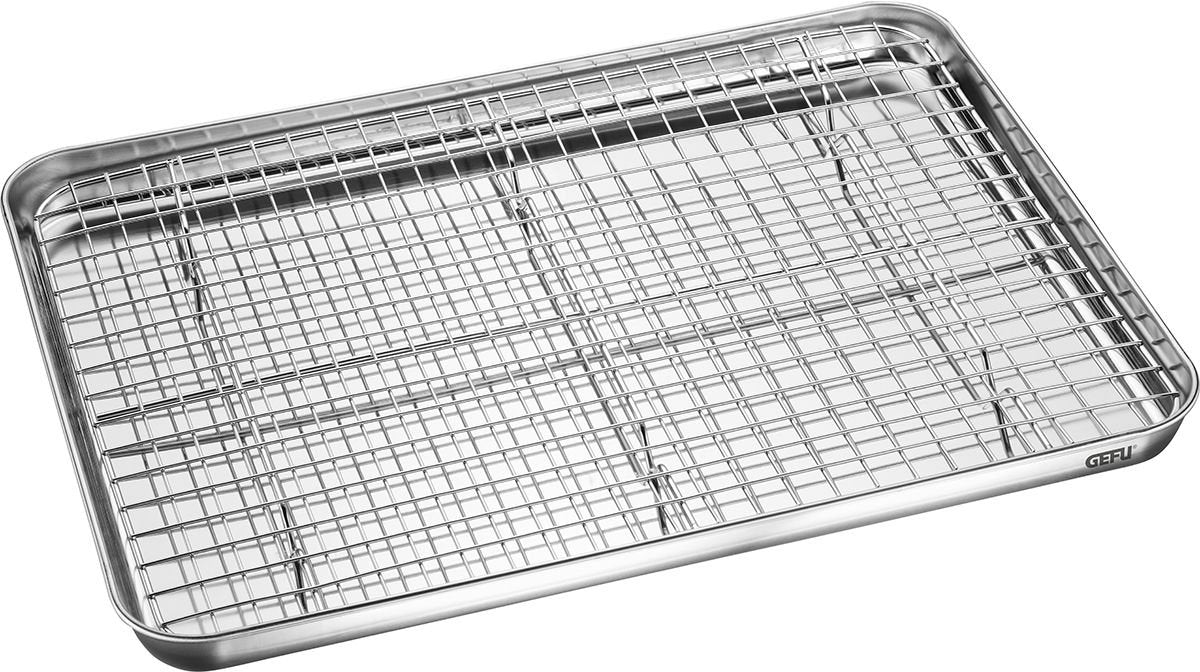Gefu variado universele baktray met rooster – rvs – 40,5 x 30,5 cm – uitneembaar rooster – vaatwasserbestendig