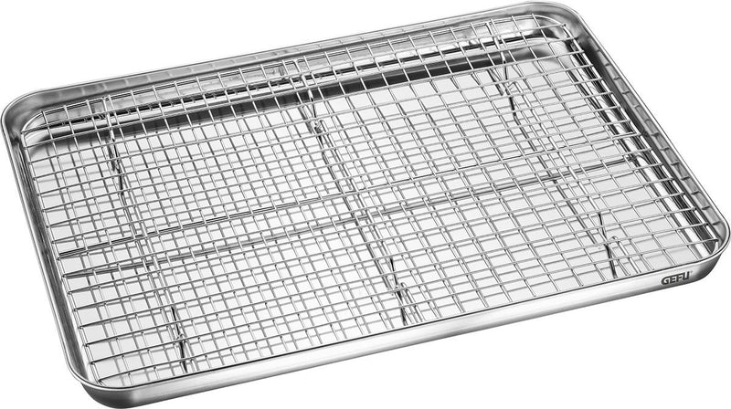 Bandeja de horno universal Gefu variado con rejilla - acero inoxidable - 40,5 x 30,5 cm - rejilla extraíble - apta para lavavajillas