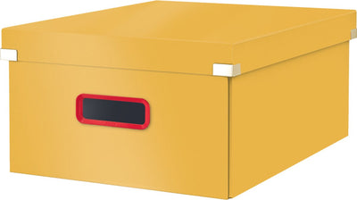 Leitz click store grande scatola portaoggetti in cartone A3 - 85% cartone riciclato - scatola di smistamento pieghevole con coperchio - 36,9 x 20 x 48,2 cm (LxAxP) - giallo caldo