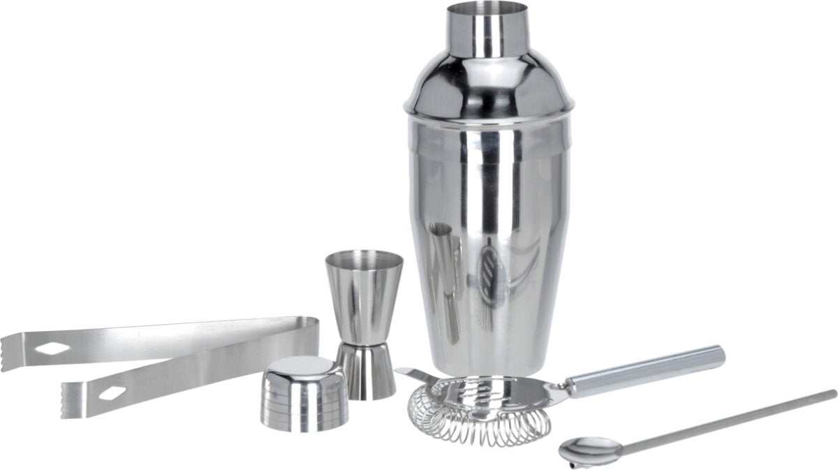 Excellent houseware cocktailshaker set 5-delig roestvrij staal