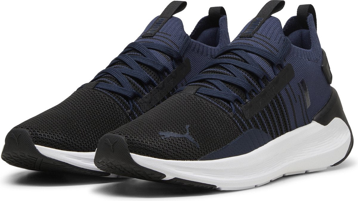 Puma softride symmetry fuzion unisex sports shoes - black-club navy- white