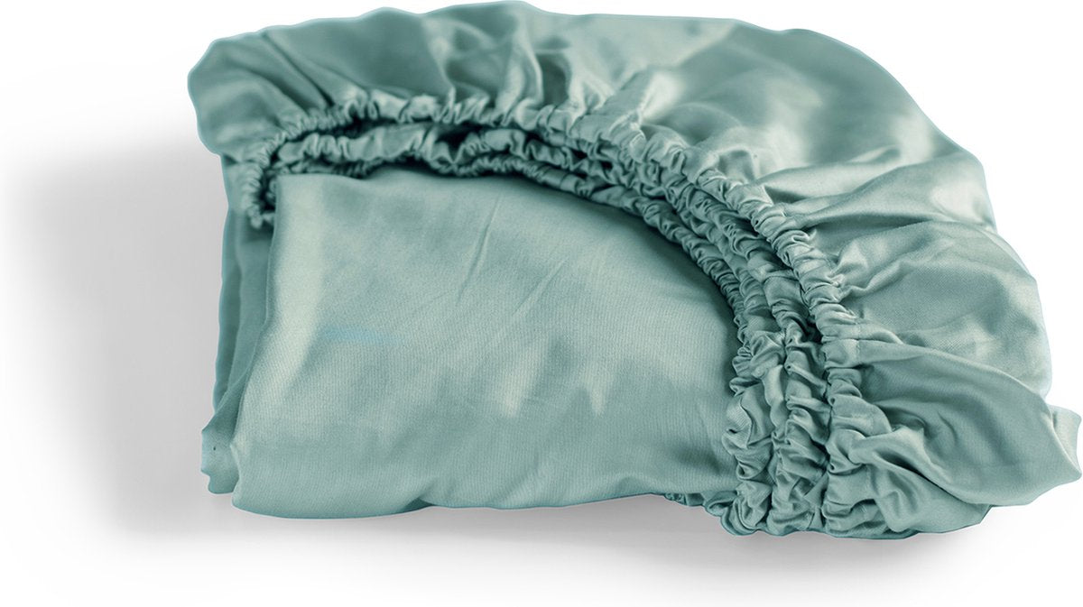 Cinderella - sundays - hoeslaken - tot 25 cm matrashoogte - satijn - 80x210 cm - mineraal groen