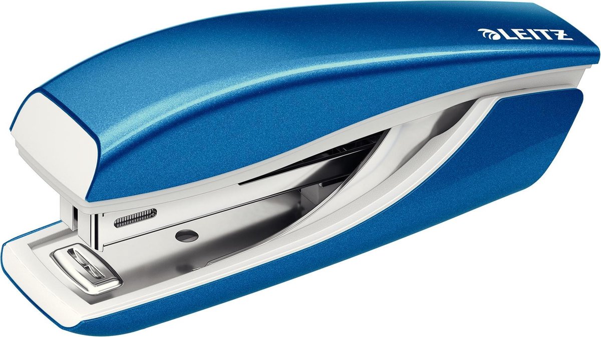 Mini cucitrice Leitz Wow in metallo - capacità 10 fogli - punti metallici inclusi - per ufficio e lavoro a casa - ideale per l'home office - blu