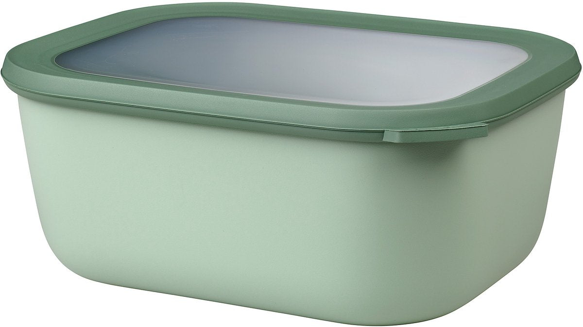 Mepal - caja de almacenamiento de alimentos cirqula multi bowl - 3000 ml - rectangular - salvia nórdica