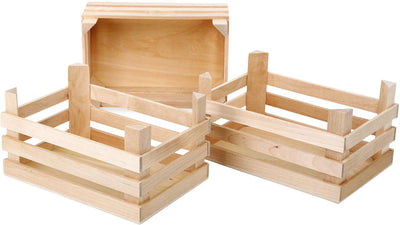 Casse di legno a piedi piccoli grandi 18x12x9,5 cm, set di 3