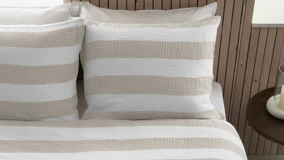 Riviera maison striped dekbedovertrek - lits-jumeaux - 240x200 220 - zand
