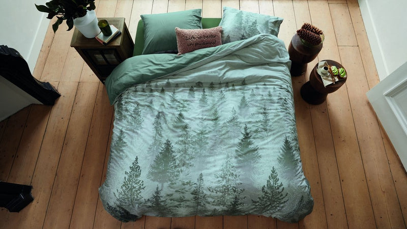 Riviera maison rivièra maison foggy forest copripiumino - letti gemelli - 240 x 200 220 cm - verde