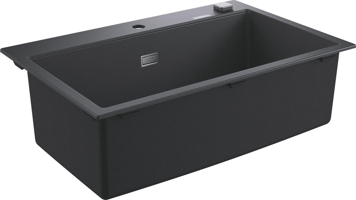 Lavello in composito Grohe k700 - 78 cm - da incasso - con troppopieno e scarico automatico - nero granito