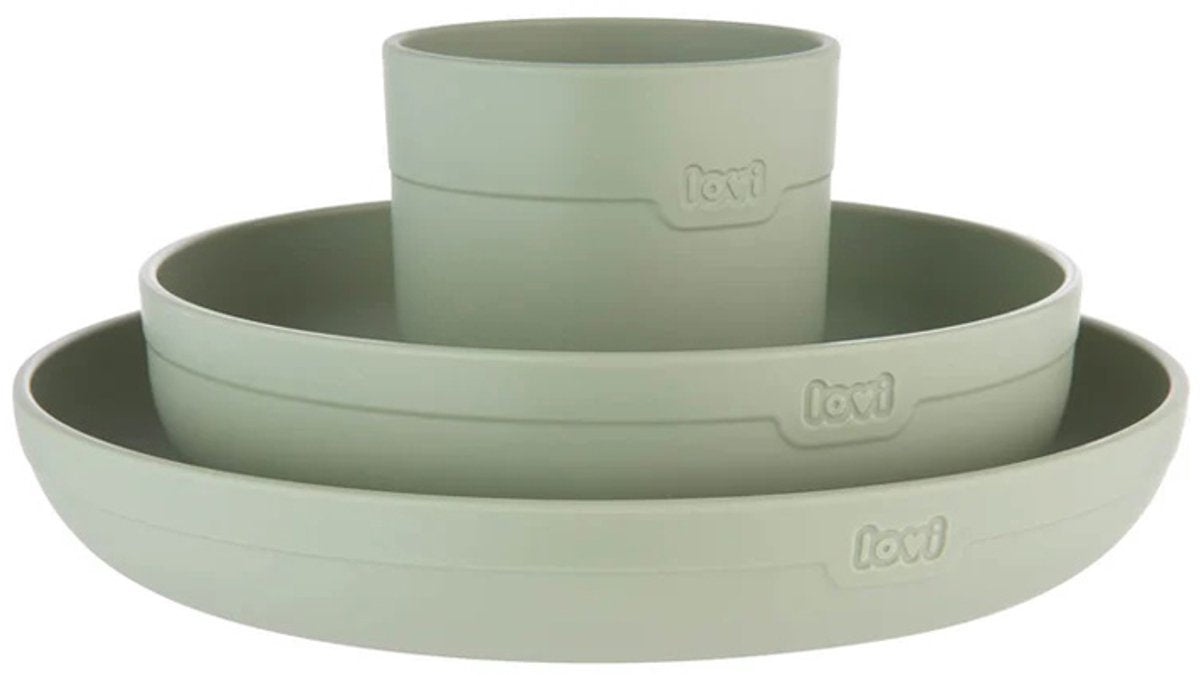 Difrax lovi eetset met beker - groen - vrij van melamine en bpa