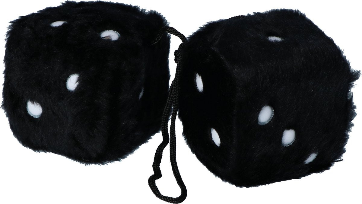 Dado Carpoint nero – decorazione auto – peluche – 6x6x6 cm – per specchietto interno – accessorio interno