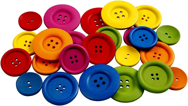Bottoni in legno Creativ company, d 25-40 mm, 2-4 fori, vari colori, 144 pezzi 1 scatola