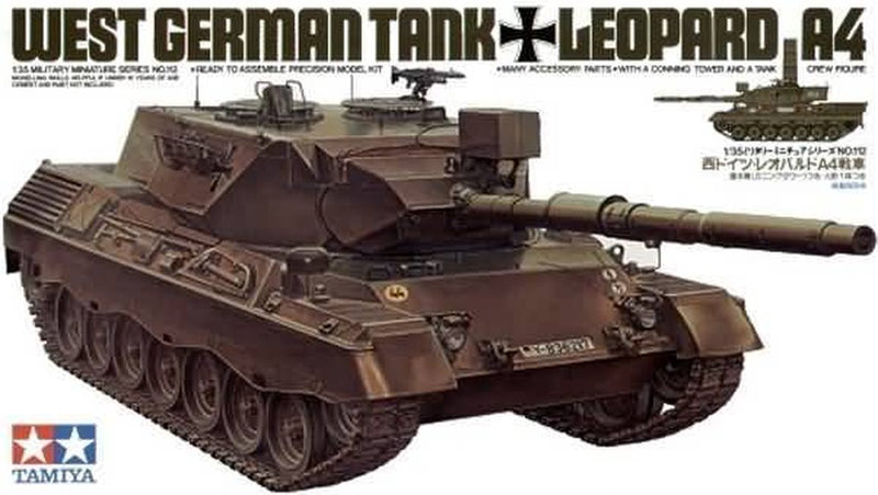 Tamiya model kit veicoli militari - 35112 bw mbt leopard 1a4 con 1 figura in plastica - 1:35 - modellismo