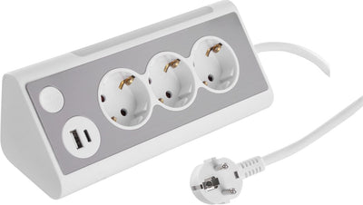 Multipresa Q-link - 3 vie - con terra - USB A C - con lampada - 3 x 1,5 mm² - 1,5 m - bianco