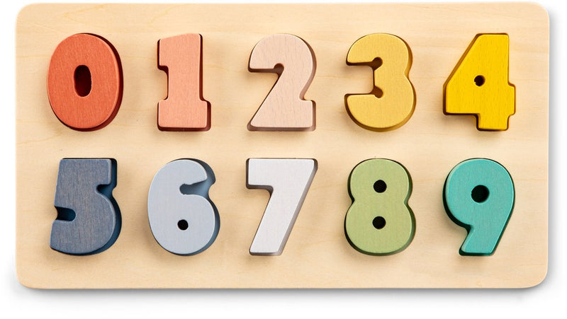 Woet ® rompecabezas de números de madera - números del 0 al 9 - fsc - rompecabezas de números de colores pastel - educativo aprender a contar - juguetes para niños pequeños - a partir de 2 años