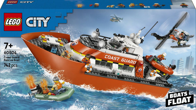 Lego city explorer 60504 barco de rescate de la guardia costera con helicóptero