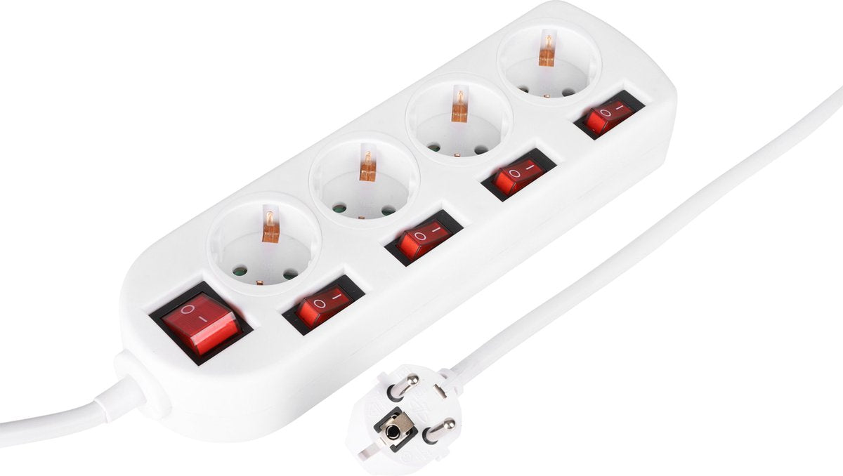 Q-link stekkerdoos - 4-voudig - met 5 schakelaar - 3 x 1.5 mmâ² - 1.5 m - wit