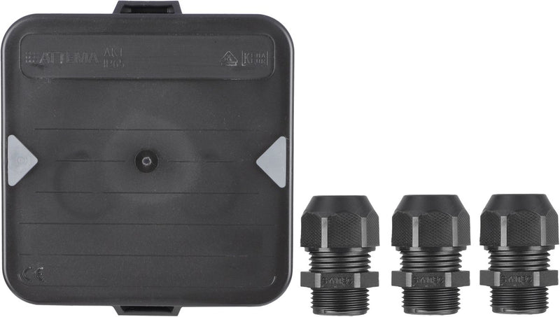 Attema kabeldoos m20 - zwart - 3 wartels - ip65