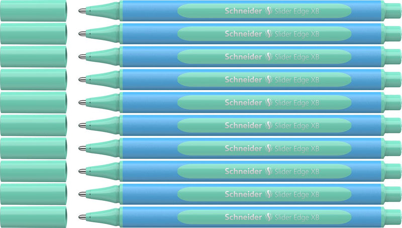 Bolígrafo schneider de instrumentos de escritura Schneider - pastel con borde deslizante - punta xb - menta pastel - 10 piezas - s-152224-10