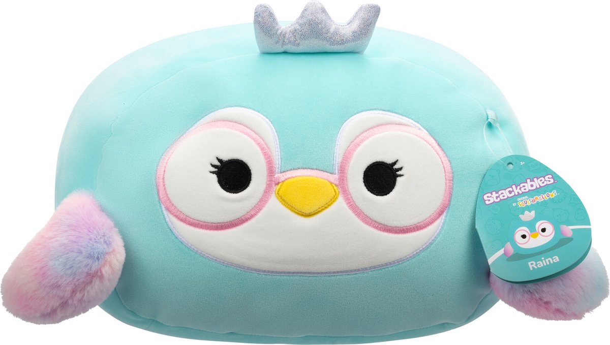 Squishmallows impilabili Raina - peluche pinguino con occhiali - 30 cm