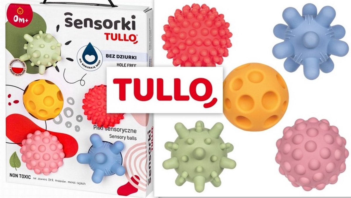 Bolas sensoriales de Tullo sin agujero - pastel - juego de 5 - 0m+ 0+ meses 0+ meses