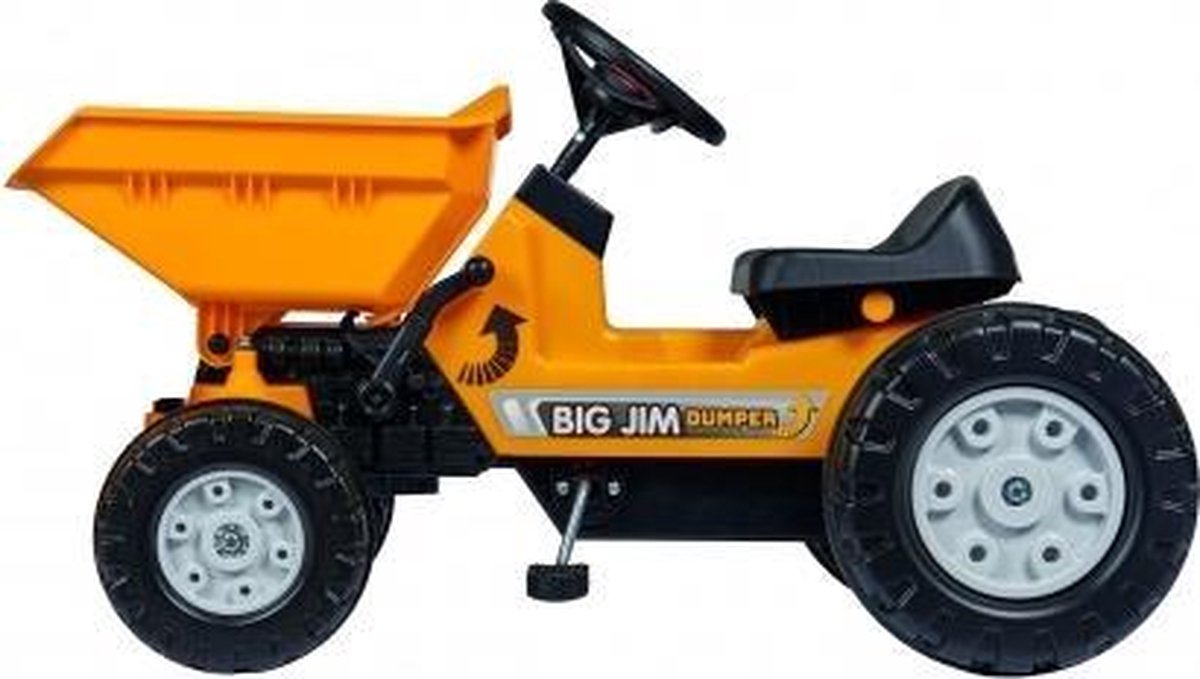 Big - jim dumper traptractor - kiepwagen - vanaf 3 jaar - geel - driespaaks stuur - mechanische claxon