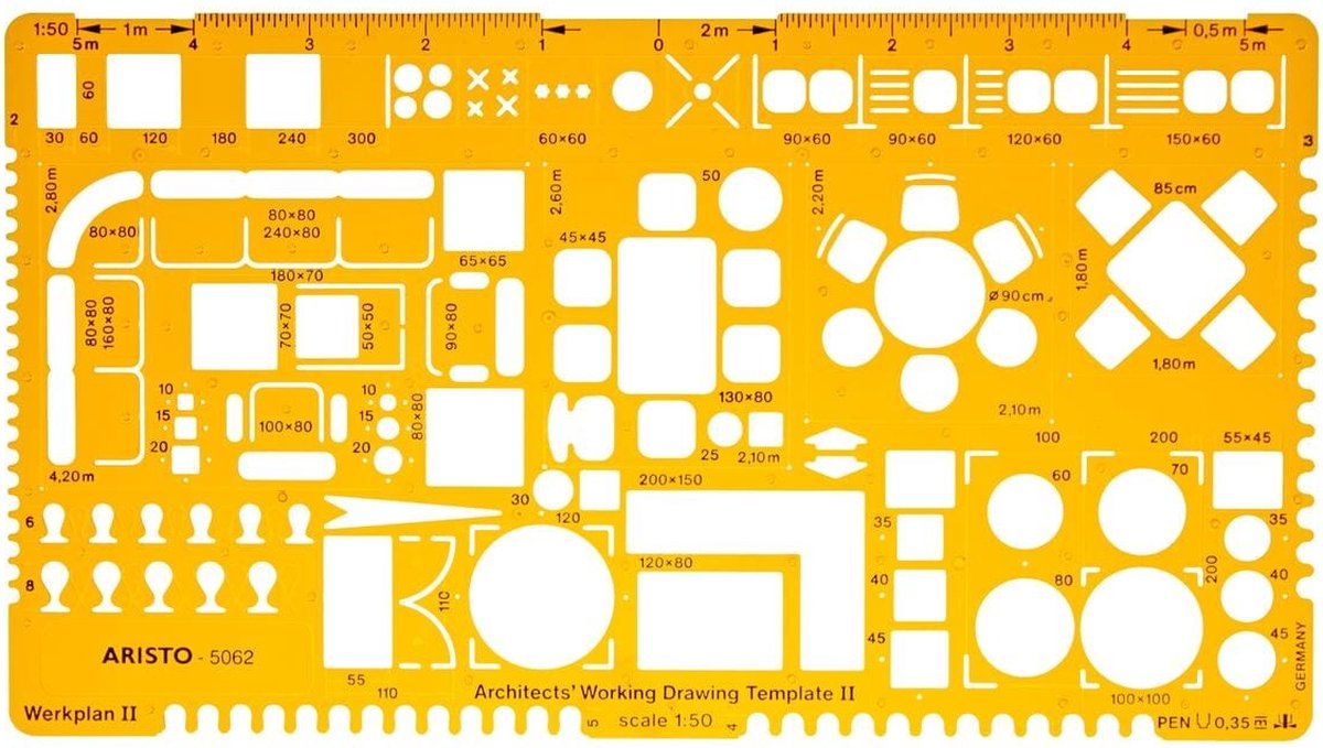Modello combinato Aristo architects ii - scala 1:50 - con punti di inchiostro - arancione trasparente - ar-5062