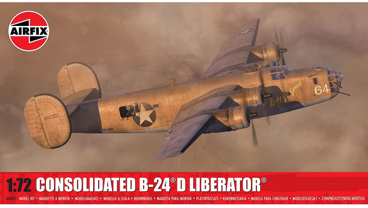 Airfix modelbouwpakket vliegtuigen - 09011 consolidated b-24d liberator - amerikaanse zware bommenjager - propellervliegtuig plastic - 1:72 - modelbouw
