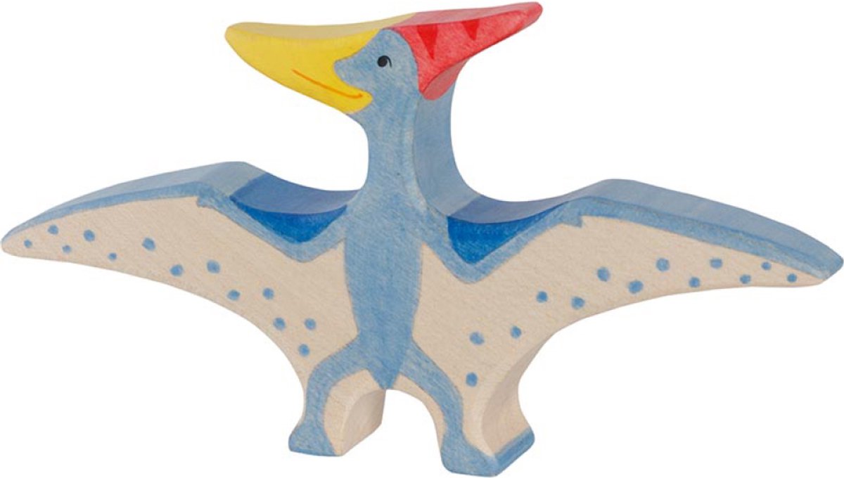 Dinosaurio Holztiger - pteranodon - 16x2.3x8.5cm - figura de madera - hecho a mano