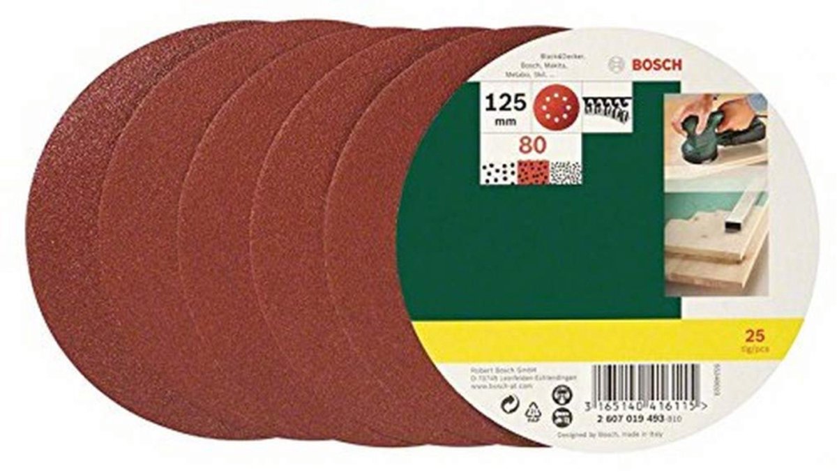 Juego de hojas de lija Bosch - 25 piezas - 125 mm (grano 80)
