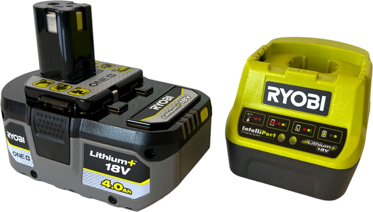 Set energia Ryobi con batteria 4.0 ah e caricabatterie rc18120-140x one+ 18v