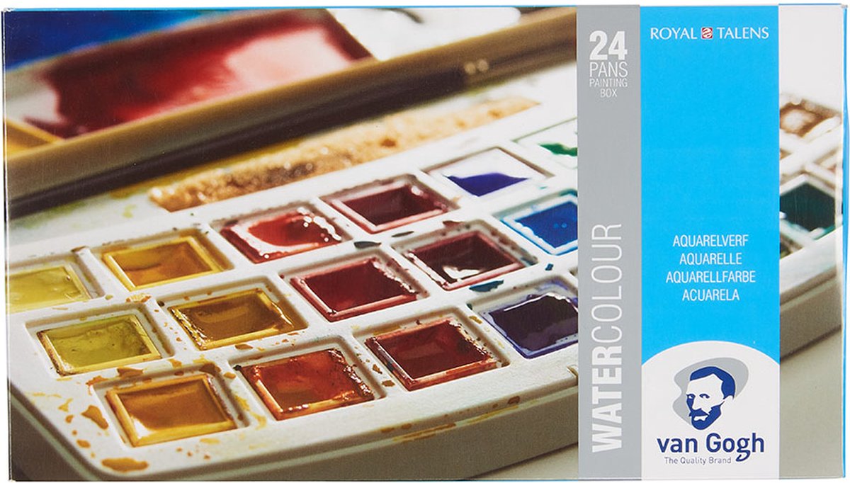 Set di acquerelli Van Gogh in custodia di plastica con 24 colori in mezze vaschette