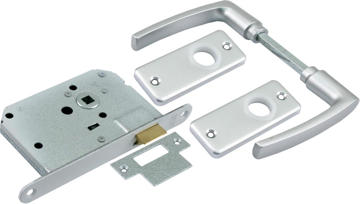 Cerradura de barril Starx con herrajes y rosetón de charol - aluminio blanco