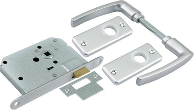Cerradura de barril Starx con herrajes y rosetón de charol - aluminio blanco