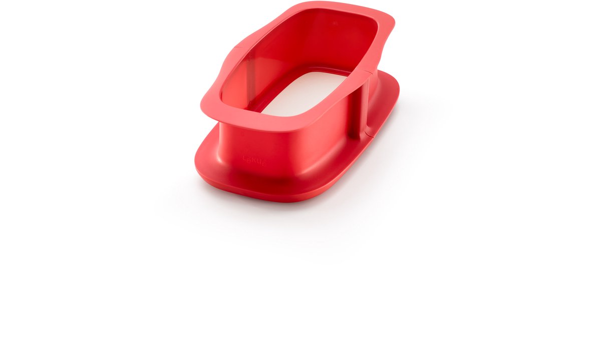 Lékué stampo a cerniera rettangolare con piatto in ceramica ø 24 cm - rosso