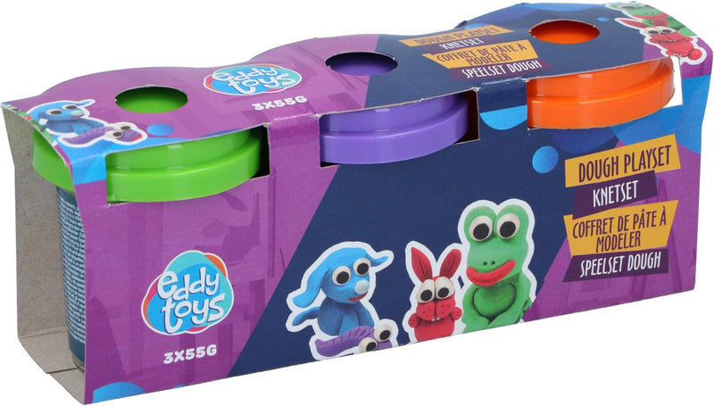 Set di argilla Eddy Toys 3x55g - set di argilla con 3 vasetti di argilla da modellare - set da gioco con impasto per bambini dai 18 mesi in su - set da gioco con argilla con diversi colori - 1 combinazione di colori casuale