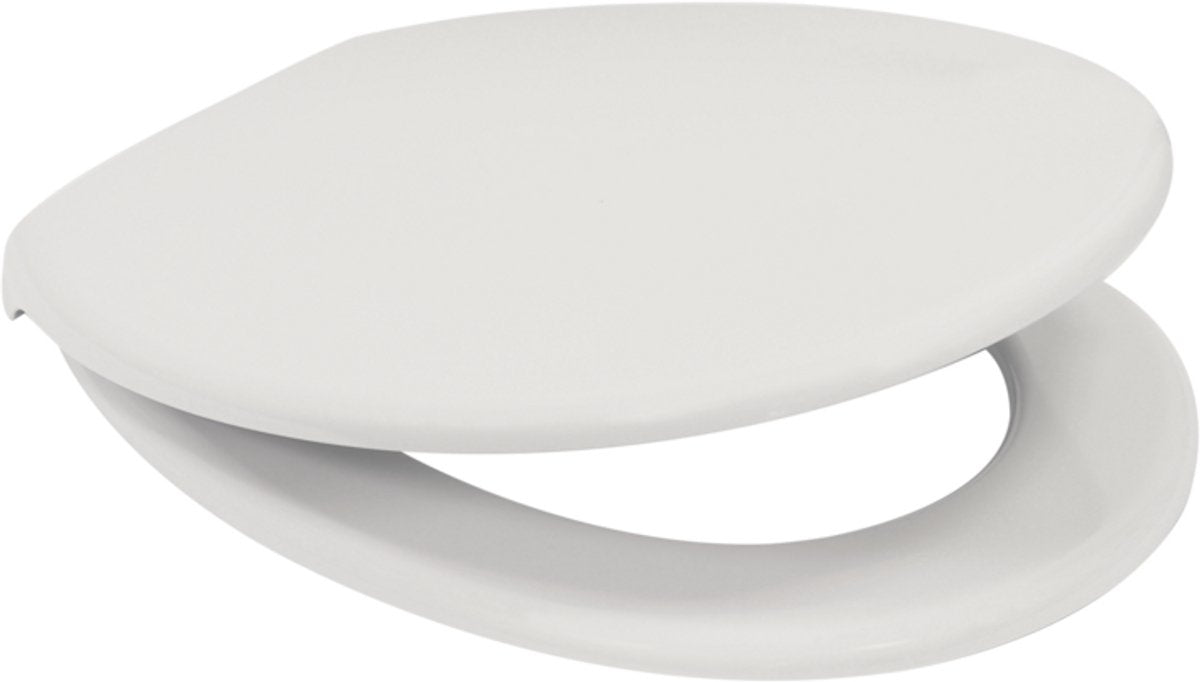 Asiento de inodoro Plieger rondo - asiento de inodoro de forma universal - termoplástico - blanco - con tapa - cierre suave - montaje de plástico