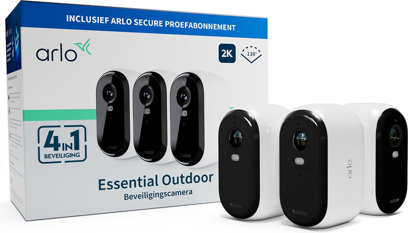 Telecamera di sicurezza esterna wireless Arlo Essential 2K - 3 telecamere IP