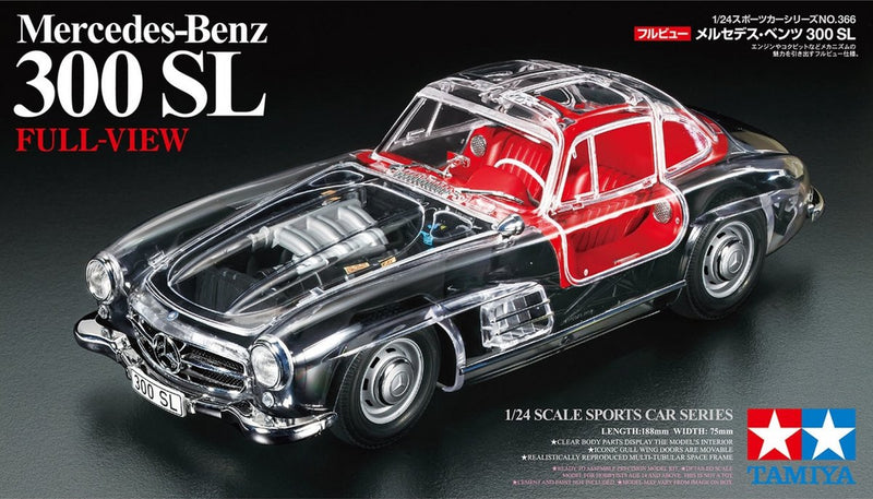 Maqueta de coche Tamiya - 24366 mercedes-benz 300sl - completamente transparente - versión limitada de plástico - 1:24 - maqueta