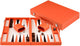 Backgammon Longfield 15 naranja en estuche de cuero artificial -