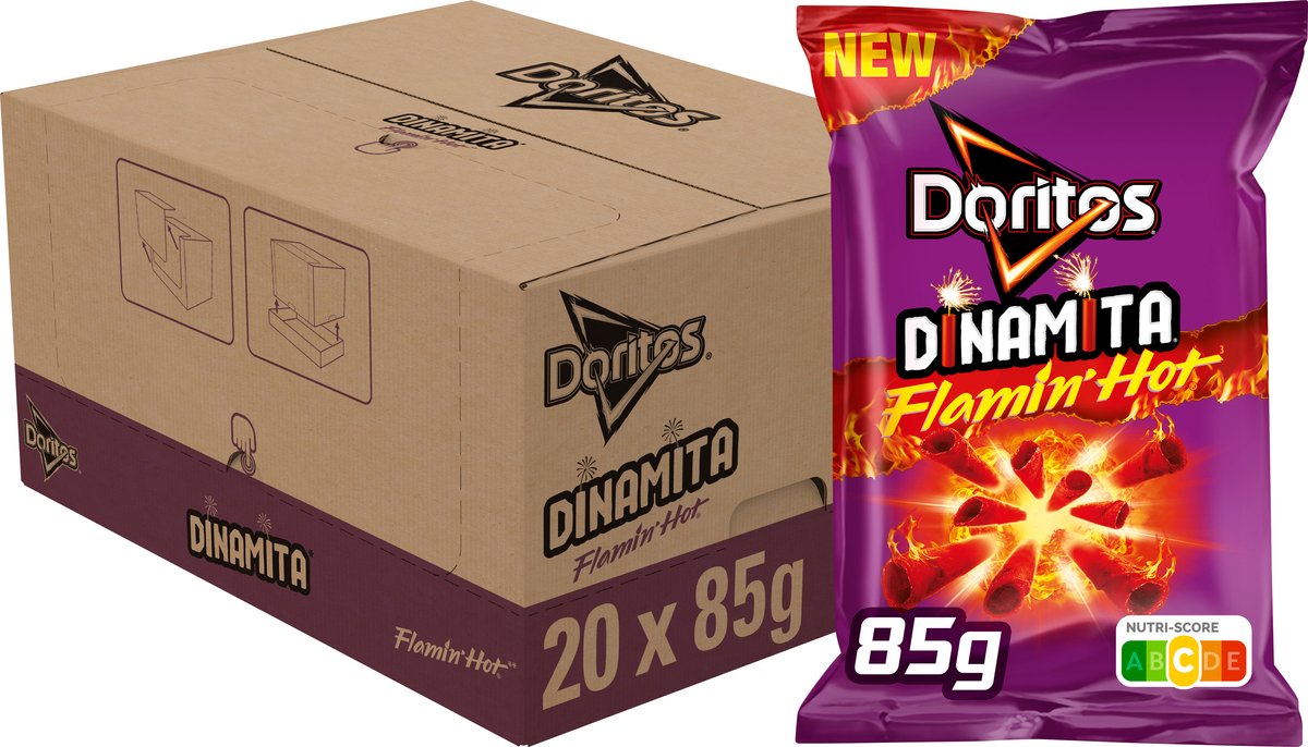 Doritos dinamita flamin hot chips 20 x 85 gramos