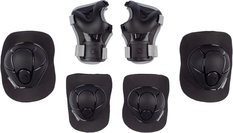 Nijdam set di protezioni per pattini per bambini - neo nero - nero grigio - l